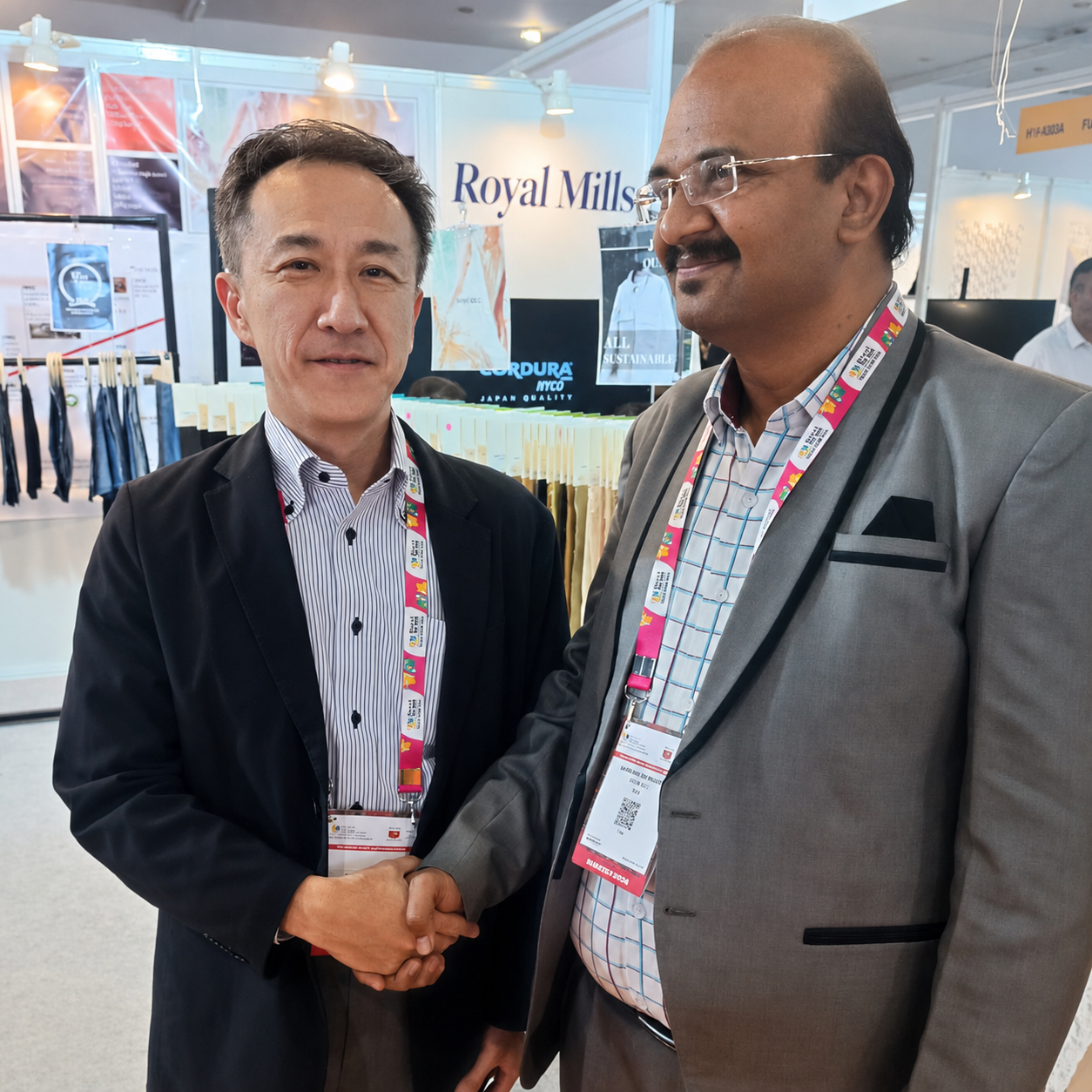 Royal Mills team meeting international buyers at Bharat Tex